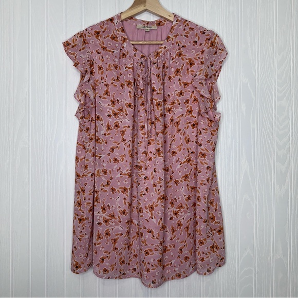 Les Serein pink floral sleeveless shirt Size 1X - Picture 3 of 12
